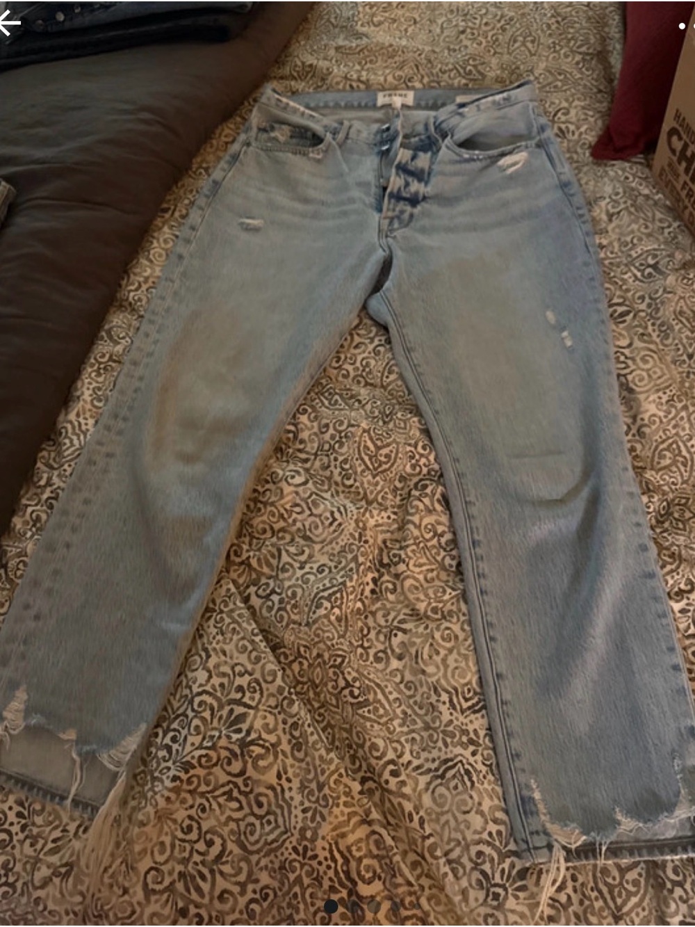 Frame Denim Light Blue Distressed Ankle Jeans
